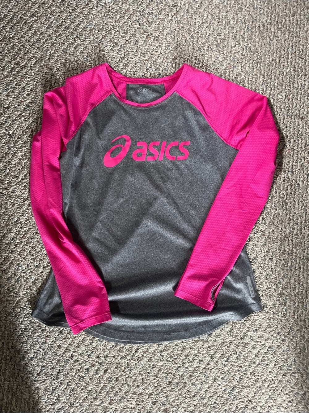 Asics Charcoal & Hot Pink Raglan Performance Top